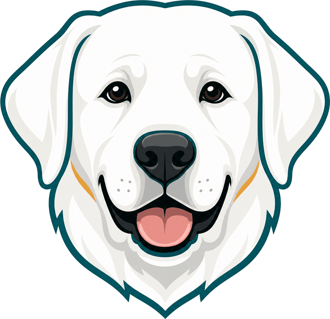 Theo the English White Lab beside a Florida pool